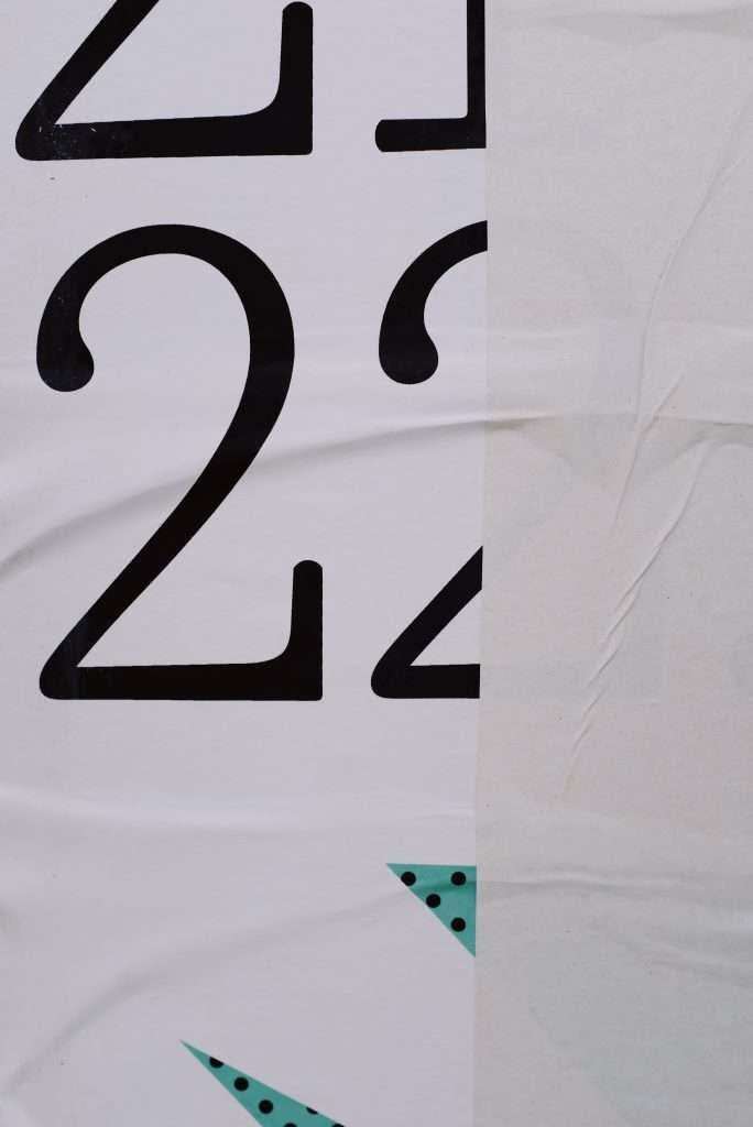 A poster with the number 22 on it.
